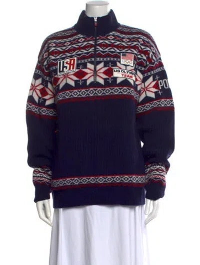 Pre-owned Polo Ralph Lauren Wool Patterned Polo In Blue