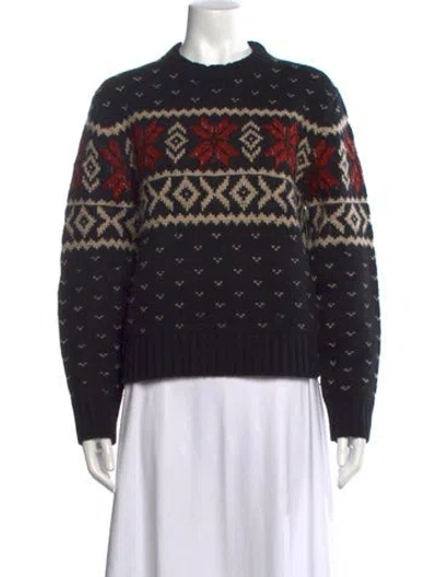 Pre-owned Polo Ralph Lauren Wool Patterned Sweater In Blue