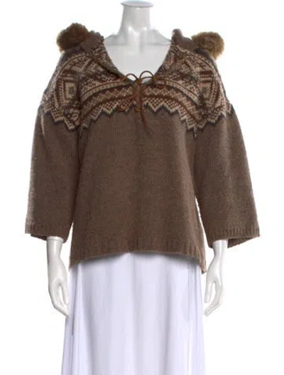 Pre-owned Polo Ralph Lauren Wool Patterned Sweater In Brown