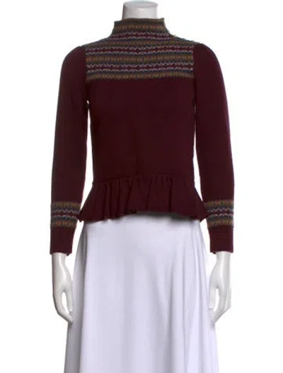 Pre-owned Polo Ralph Lauren Wool Patterned Sweater In Burgundy