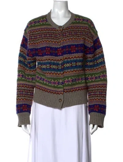Pre-owned Polo Ralph Lauren Wool Patterned Sweater In Gray