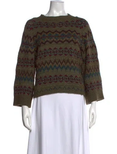 Pre-owned Polo Ralph Lauren Wool Patterned Sweater In Green