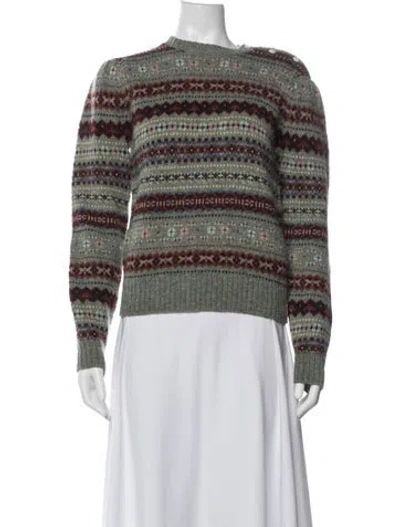 Pre-owned Polo Ralph Lauren Wool Patterned Sweater In Green