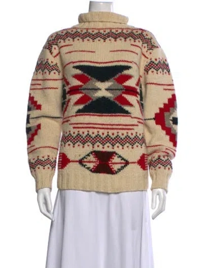 Pre-owned Polo Ralph Lauren Wool Patterned Sweater In Neutrals