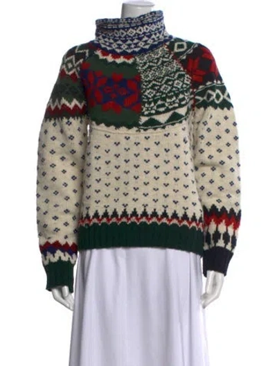 Pre-owned Polo Ralph Lauren Wool Patterned Sweater In Neutrals