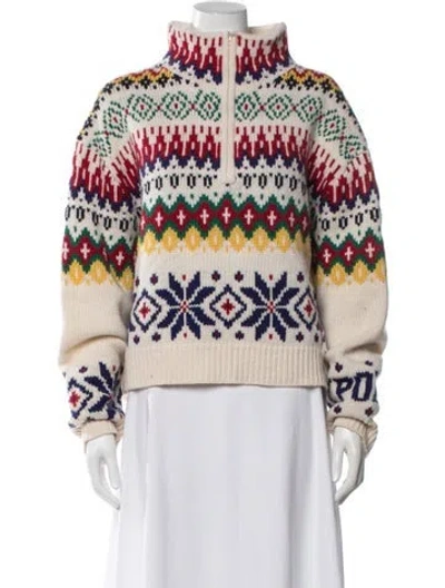 Pre-owned Polo Ralph Lauren Wool Patterned Sweater In Neutrals