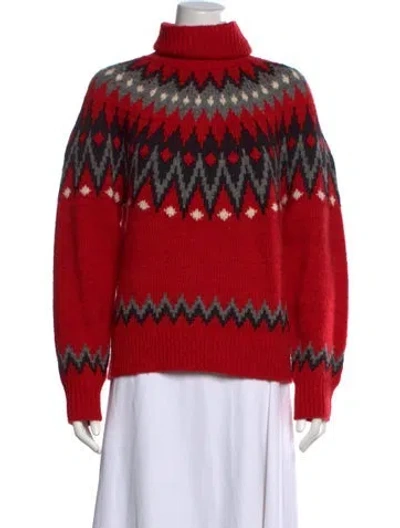 Pre-owned Polo Ralph Lauren Wool Patterned Sweater In Red