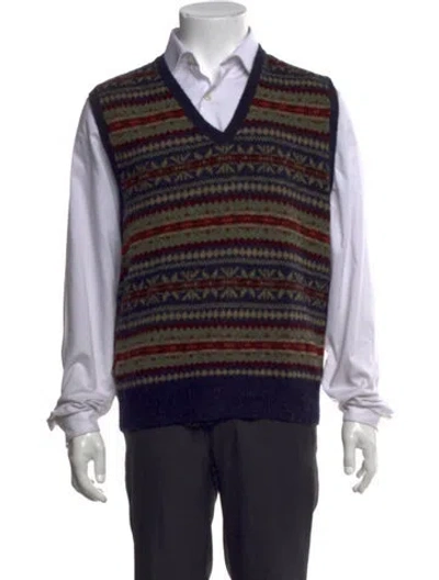 Pre-owned Polo Ralph Lauren Wool Patterned Sweater Vest In Brown