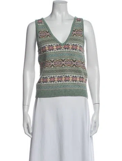 Pre-owned Polo Ralph Lauren Wool Patterned Sweater In White
