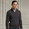 Polo Ralph Lauren Wool Piqué Quarter-zip Sweater In Medium Grey Melange
