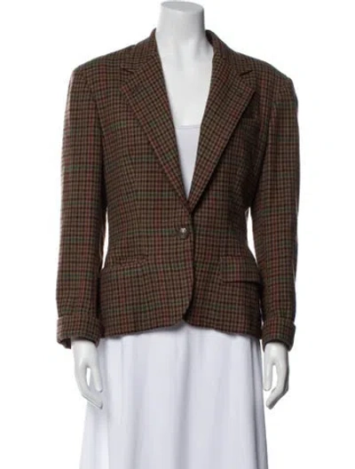 Pre-owned Polo Ralph Lauren Wool Plaid Print Blazer In Brown
