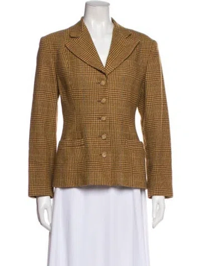 Pre-owned Polo Ralph Lauren Wool Plaid Print Blazer In Brown