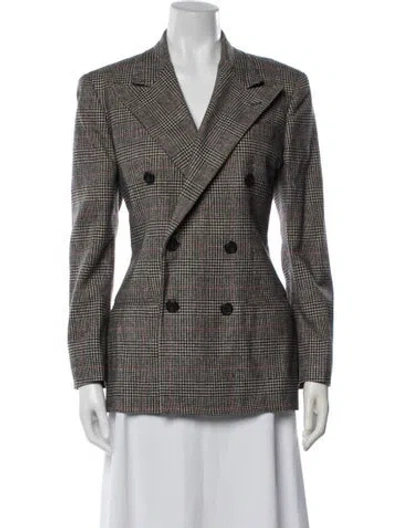 Pre-owned Polo Ralph Lauren Wool Plaid Print Blazer In Neutrals