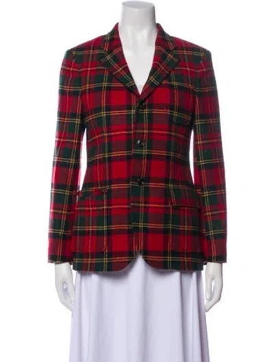 Pre-owned Polo Ralph Lauren Wool Plaid Print Blazer In Red