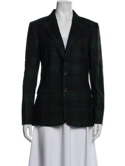 Pre-owned Polo Ralph Lauren Wool Plaid Print Blazer W/ Tags In Black/blue