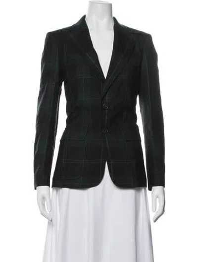 Pre-owned Polo Ralph Lauren Wool Plaid Print Blazer W/ Tags In Green