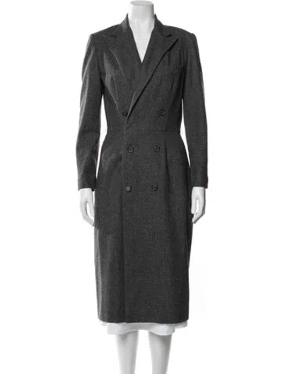 Pre-owned Polo Ralph Lauren Wool Plaid Print Coat In Gray