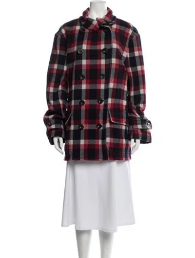 Pre-owned Polo Ralph Lauren Wool Plaid Print Coat In Red