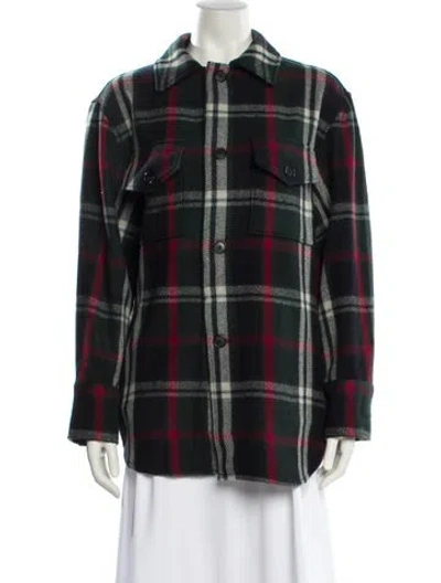 Pre-owned Polo Ralph Lauren Wool Plaid Print Jacket In Black