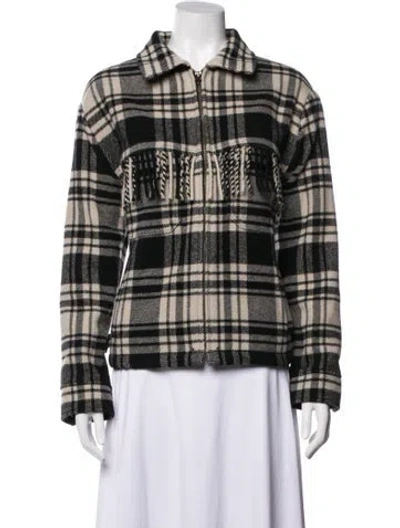 Pre-owned Polo Ralph Lauren Wool Plaid Print Jacket In Black