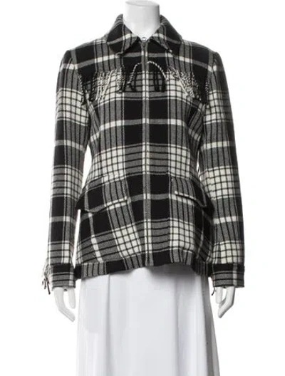 Pre-owned Polo Ralph Lauren Wool Plaid Print Jacket In Black