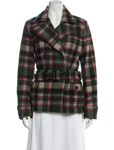 Pre-owned Polo Ralph Lauren Wool Plaid Print Jacket In Green