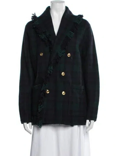 Pre-owned Polo Ralph Lauren Wool Plaid Print Jacket In Green
