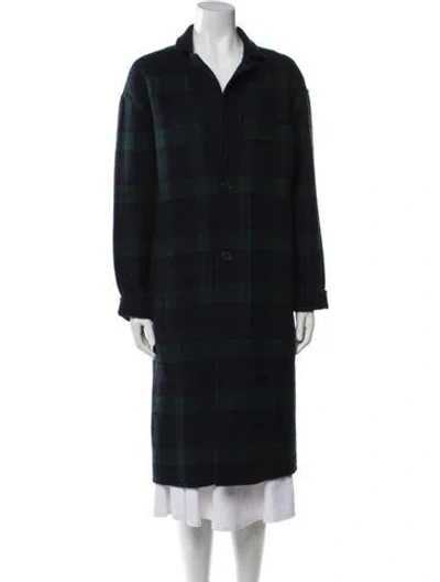 Pre-owned Polo Ralph Lauren Wool Plaid Print Peacoat In Black