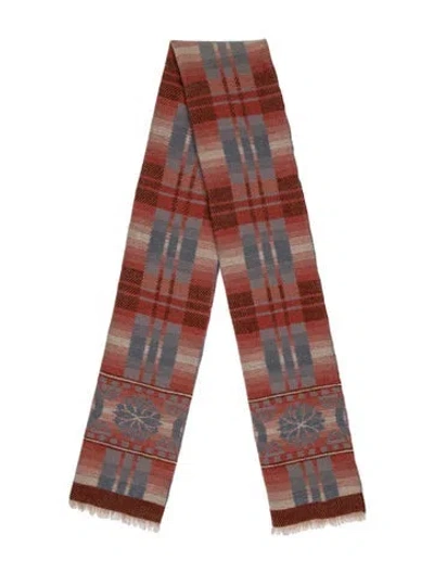 Pre-owned Polo Ralph Lauren Wool Plaid Print Scarf In Gray