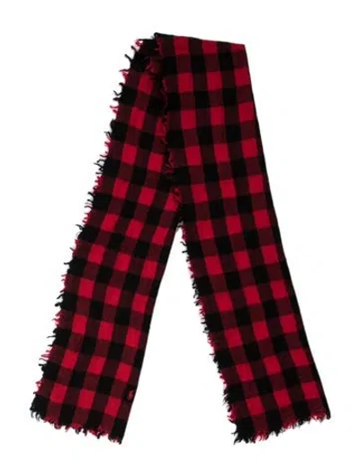 Pre-owned Polo Ralph Lauren Wool Plaid Print Scarf In Red