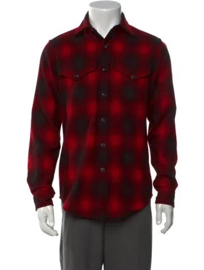 Pre-owned Polo Ralph Lauren Wool Plaid Print Shirt In Red