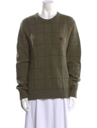 Pre-owned Polo Ralph Lauren Wool Plaid Print Sweater In Green