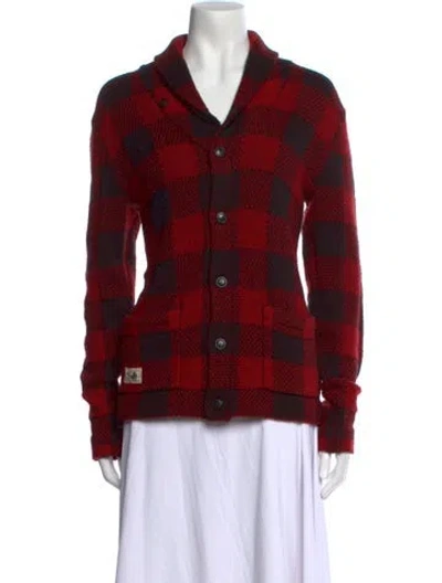 Pre-owned Polo Ralph Lauren Wool Plaid Print Sweater In Red