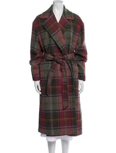 Pre-owned Polo Ralph Lauren Wool Plaid Print Trench Coat In Multi