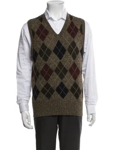 Pre-owned Polo Ralph Lauren Wool Plaid Print Vest In Multicolor