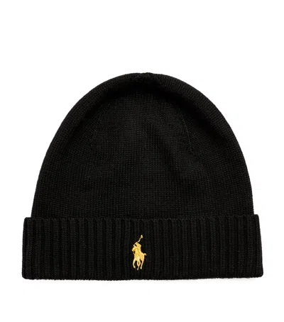 Polo Ralph Lauren Wool Polo Pony Beanie In Black