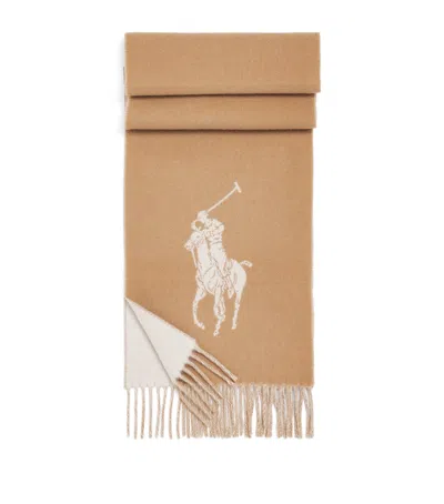 Polo Ralph Lauren Wool Polo Pony Scarf In Brown