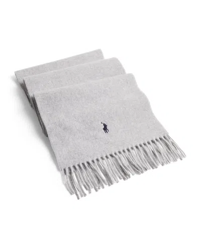 Polo Ralph Lauren Wool Polo Pony Scarf In Gray