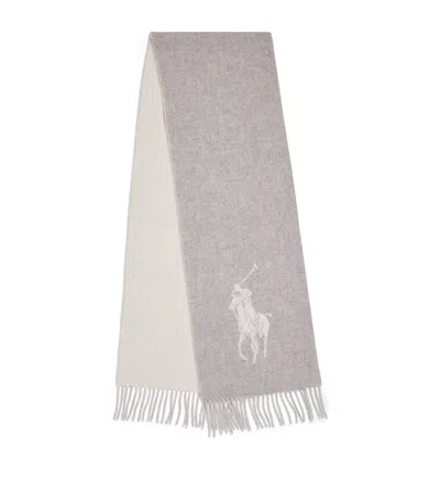 Polo Ralph Lauren Wool Polo Pony Scarf In Gray
