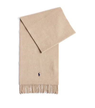 Polo Ralph Lauren Wool Polo Pony Scarf In Brown