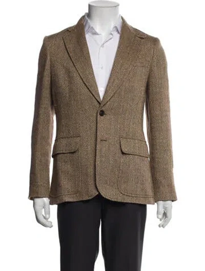Pre-owned Polo Ralph Lauren Wool Printed Blazer W/ Tags In Brown