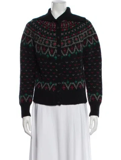 Pre-owned Polo Ralph Lauren Wool Printed Bomber Jacket In Black