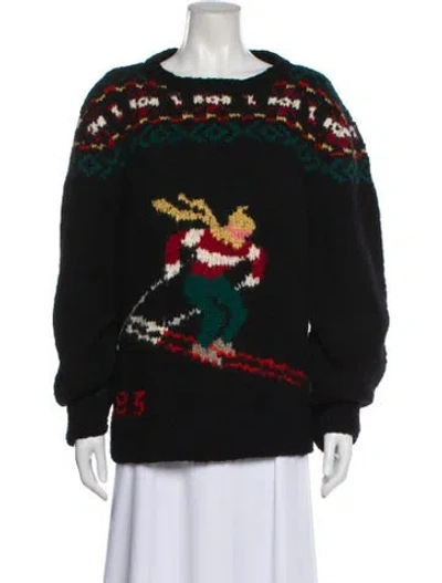 Pre-owned Polo Ralph Lauren Wool Printed Sweater In Black