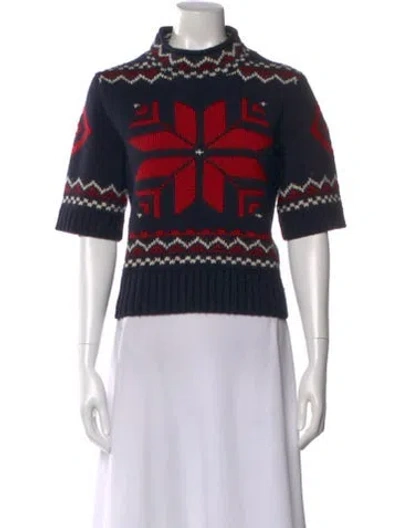 Pre-owned Polo Ralph Lauren Wool Printed Sweater In Blue