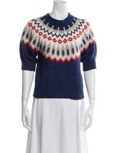 Pre-owned Polo Ralph Lauren Wool Printed Sweater In Blue