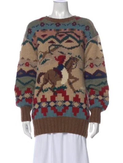 Pre-owned Polo Ralph Lauren Wool Printed Sweater In Neutral