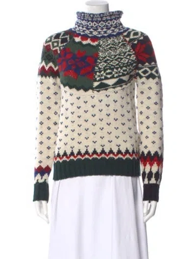 Pre-owned Polo Ralph Lauren Wool Printed Sweater In Neutral