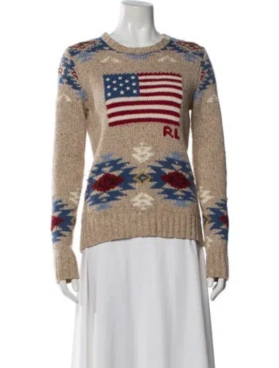 Pre-owned Polo Ralph Lauren Wool Printed Sweater In Neutral