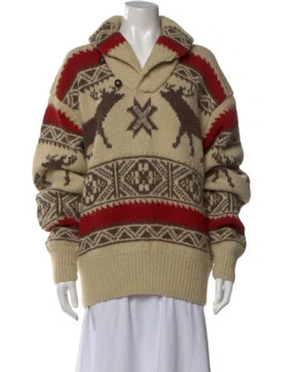 Pre-owned Polo Ralph Lauren Wool Printed Sweater In Neutral