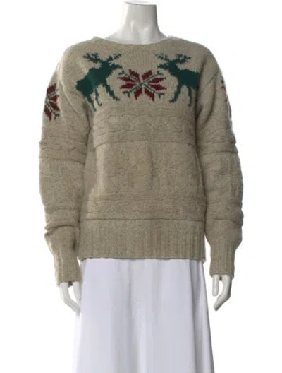 Pre-owned Polo Ralph Lauren Wool Printed Sweater In Neutral